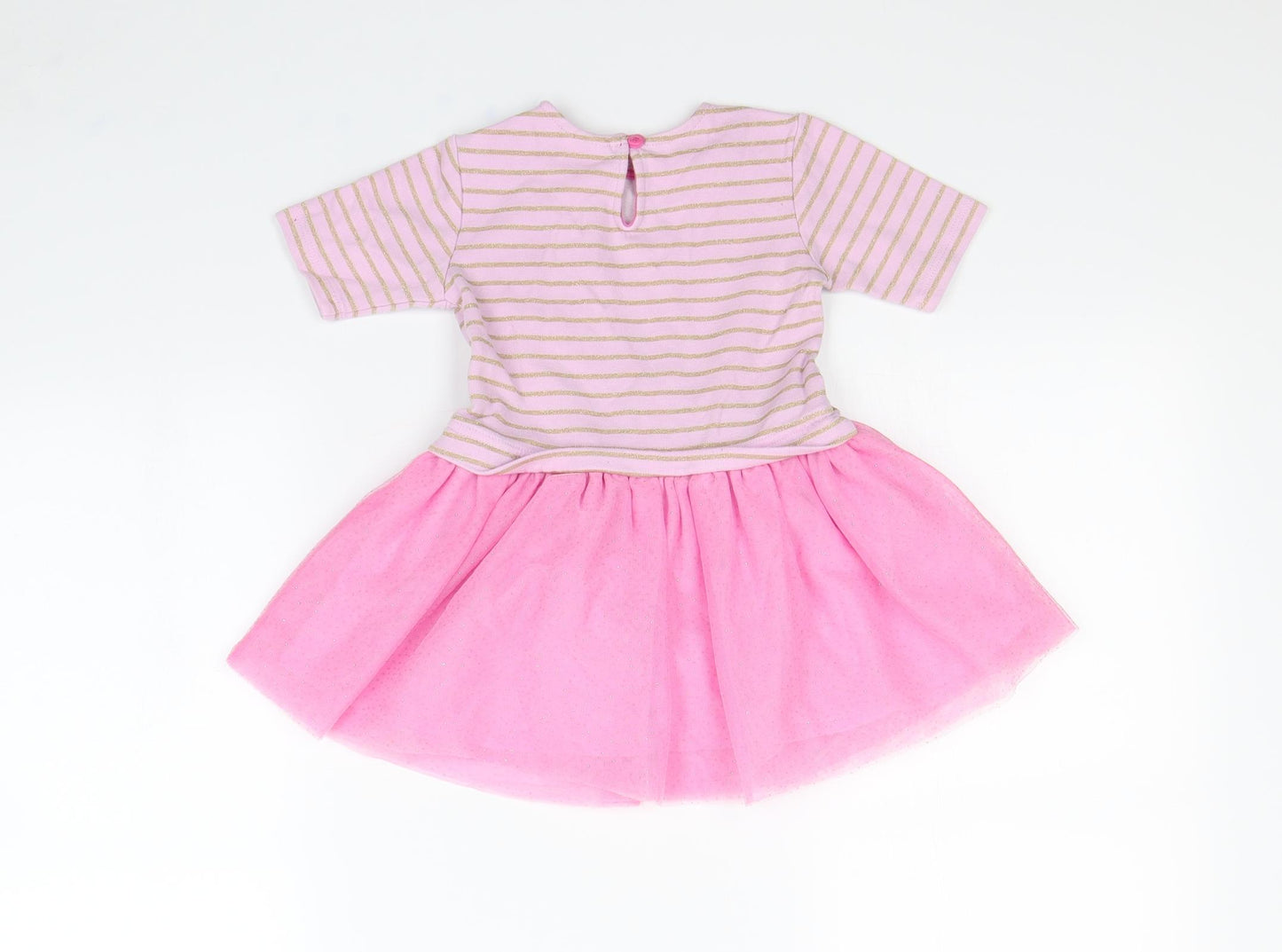 Disney Girls Pink Striped  Fit & Flare  Size 2 Years  - DISNEY