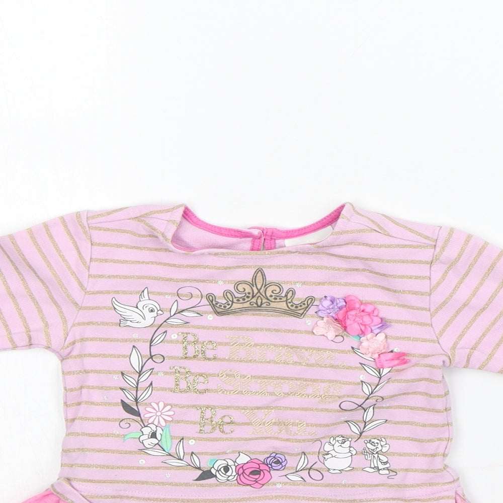 Disney Girls Pink Striped  Fit & Flare  Size 2 Years  - DISNEY