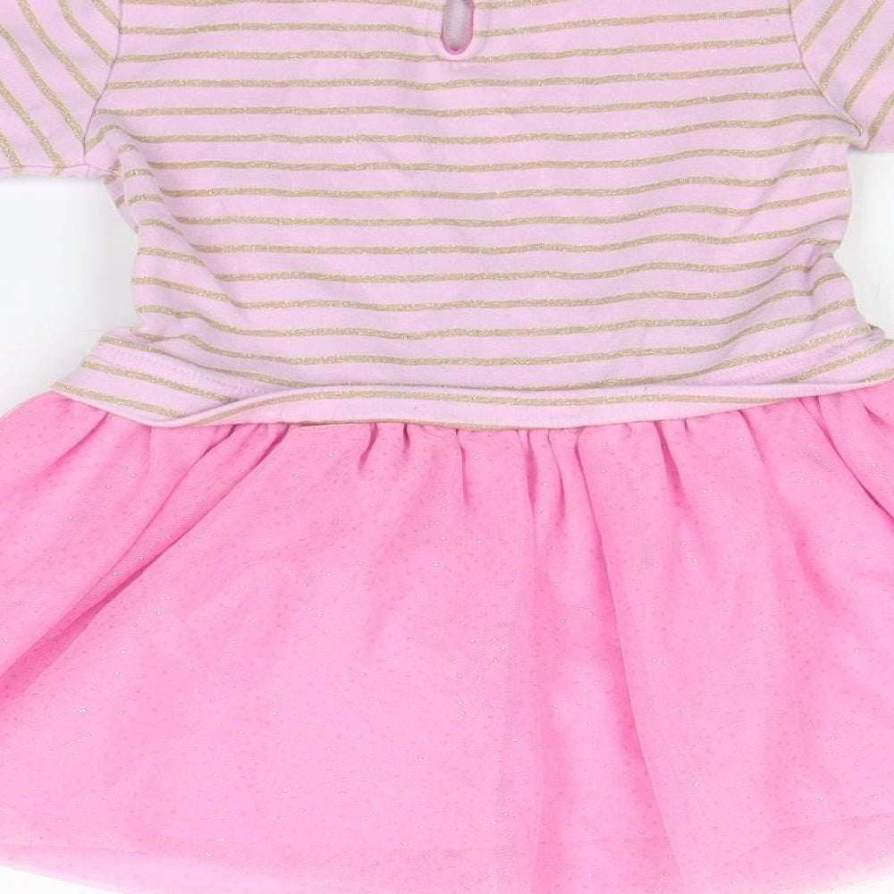 Disney Girls Pink Striped  Fit & Flare  Size 2 Years  - DISNEY