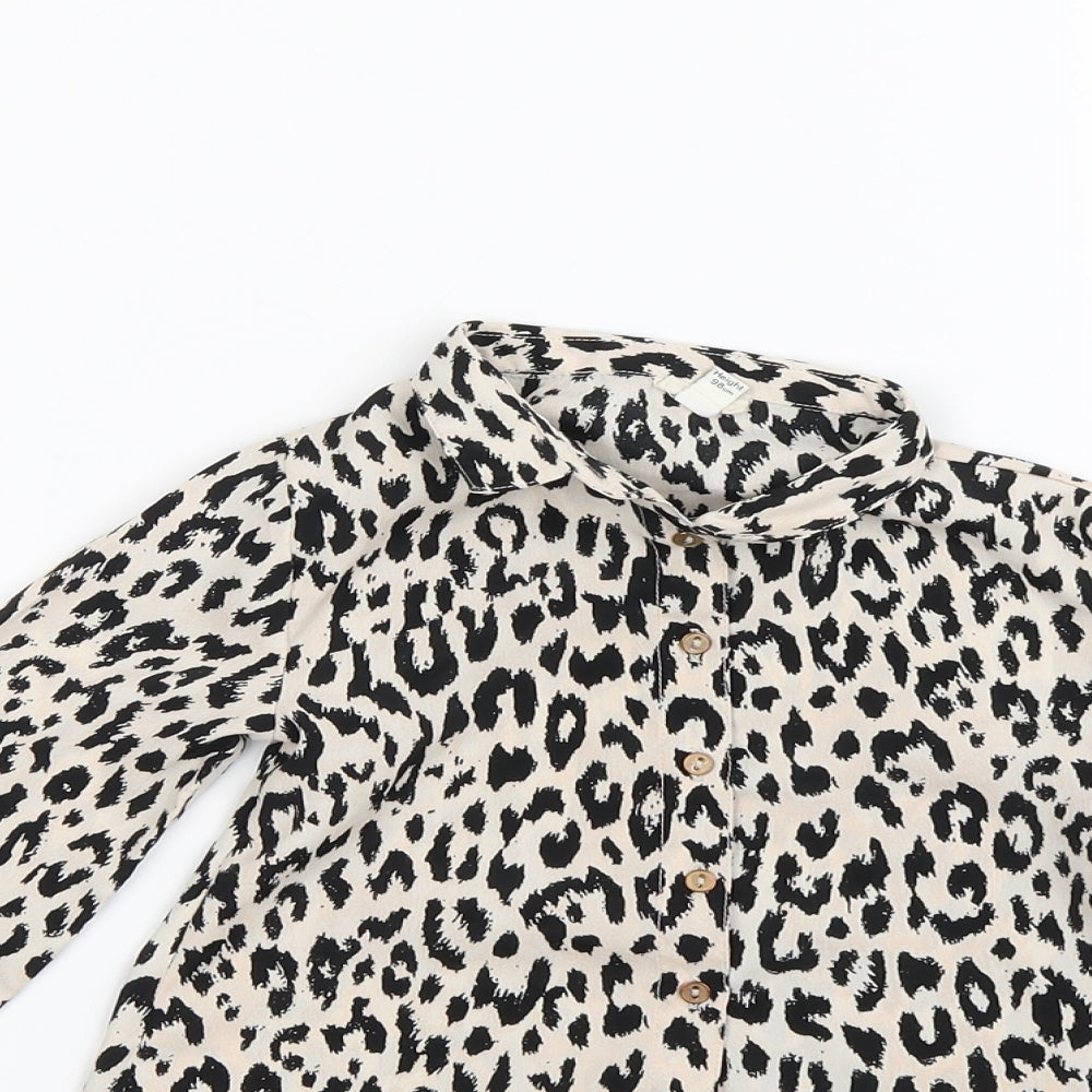 River Island Girls Ivory Animal Print  Basic Button-Up Size 24 Months