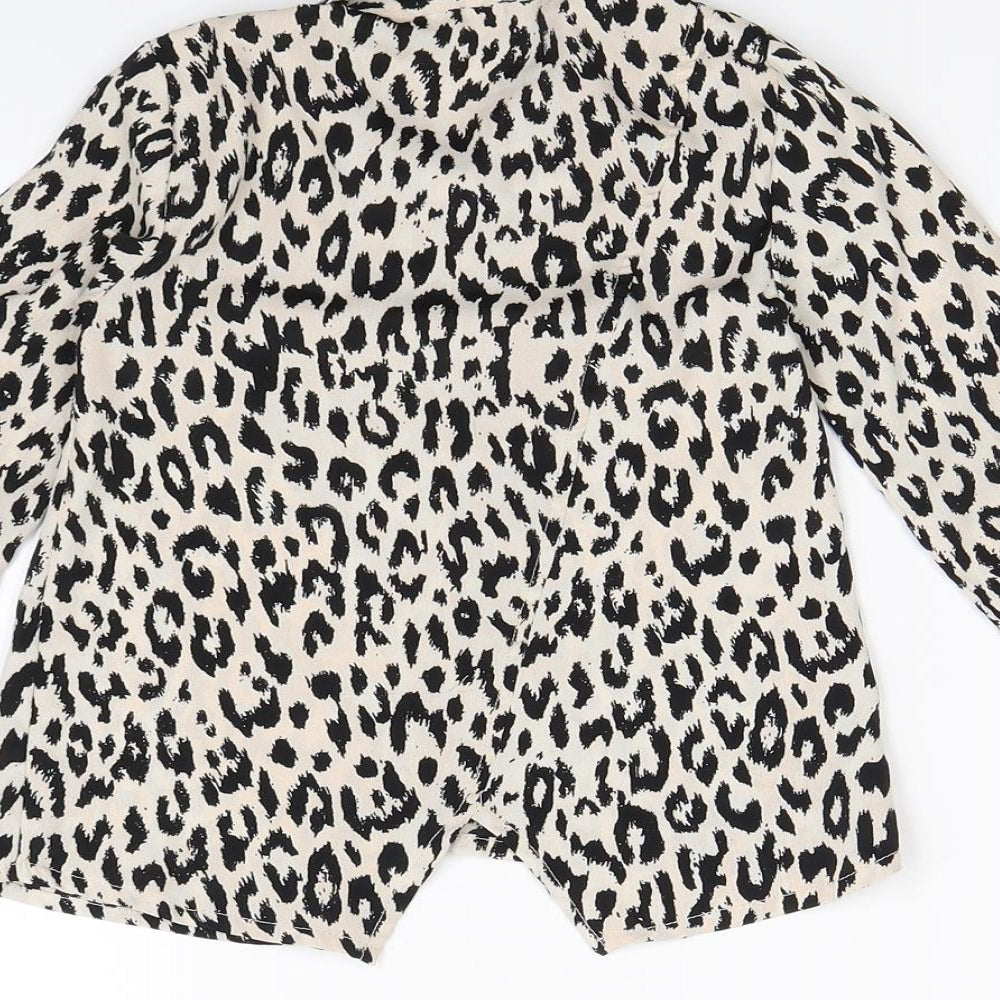 River Island Girls Ivory Animal Print  Basic Button-Up Size 24 Months