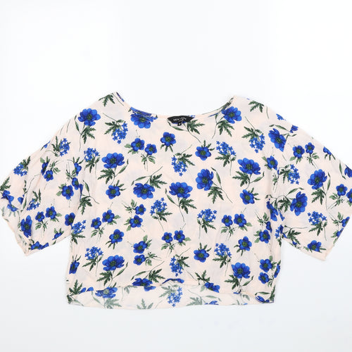 New Look Womens Pink Floral  Cropped Blouse Size 10