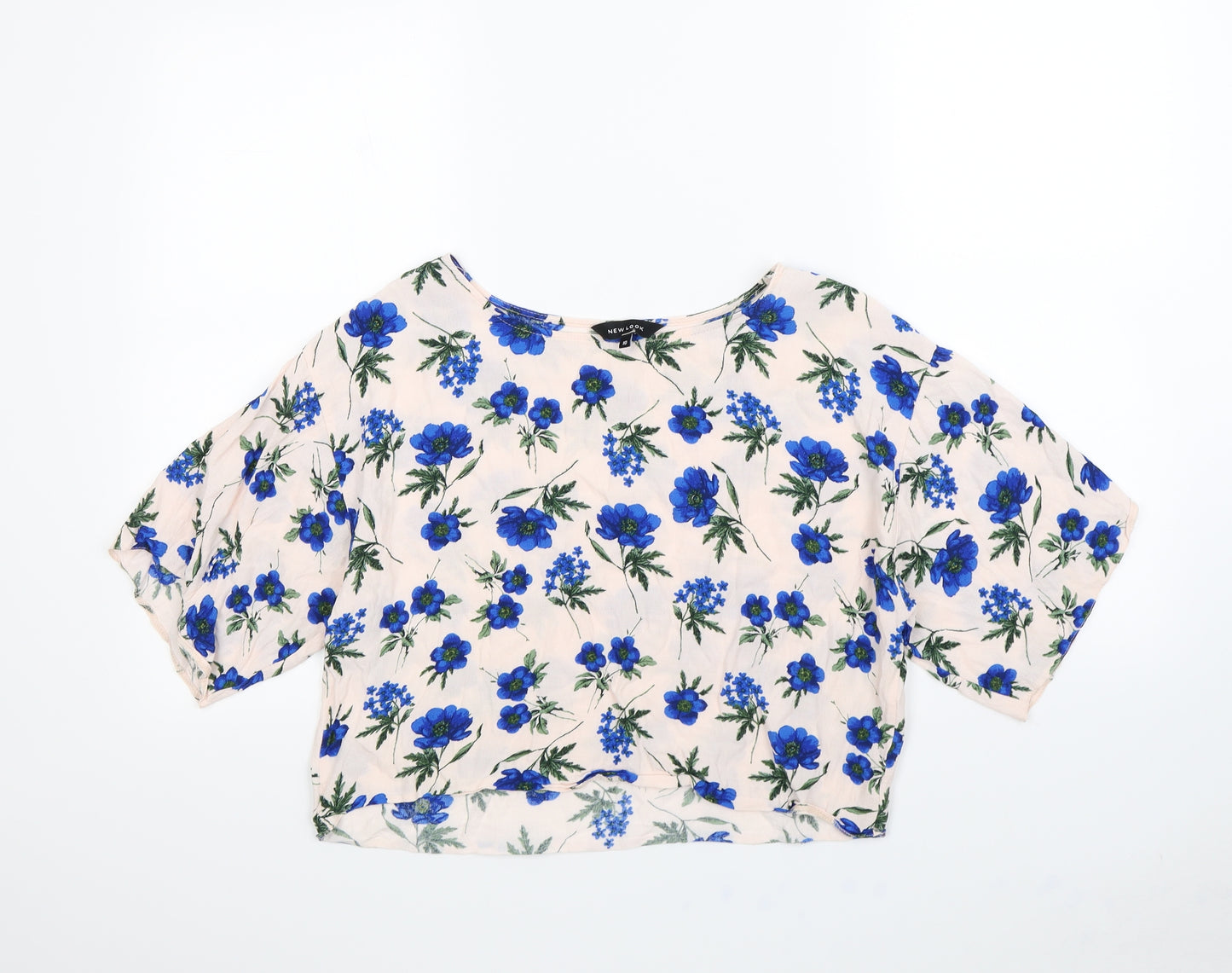 New Look Womens Pink Floral  Cropped Blouse Size 10