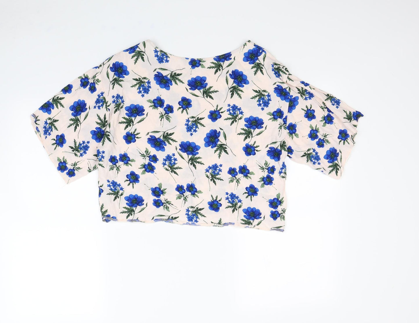 New Look Womens Pink Floral  Cropped Blouse Size 10