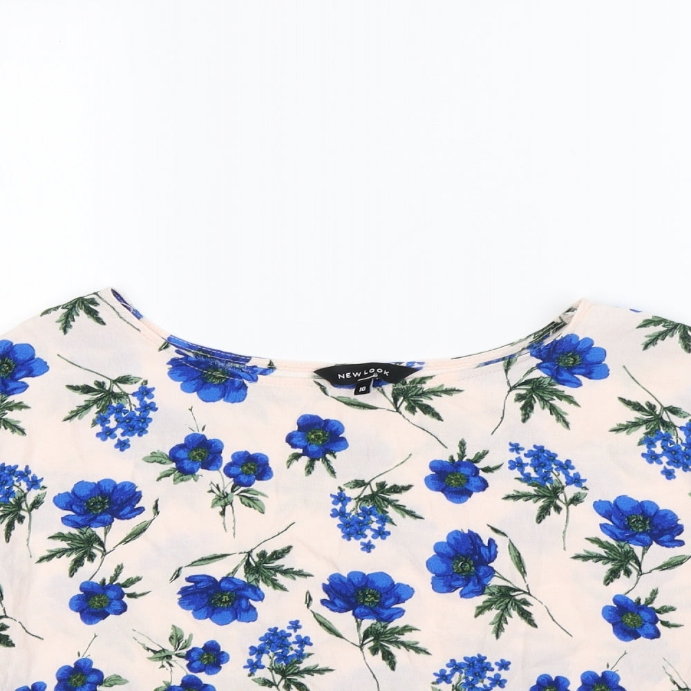 New Look Womens Pink Floral  Cropped Blouse Size 10