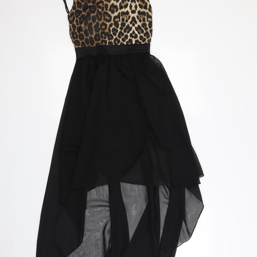 Missguided Womens Beige Animal Print Rayon Fit & Flare  Size S