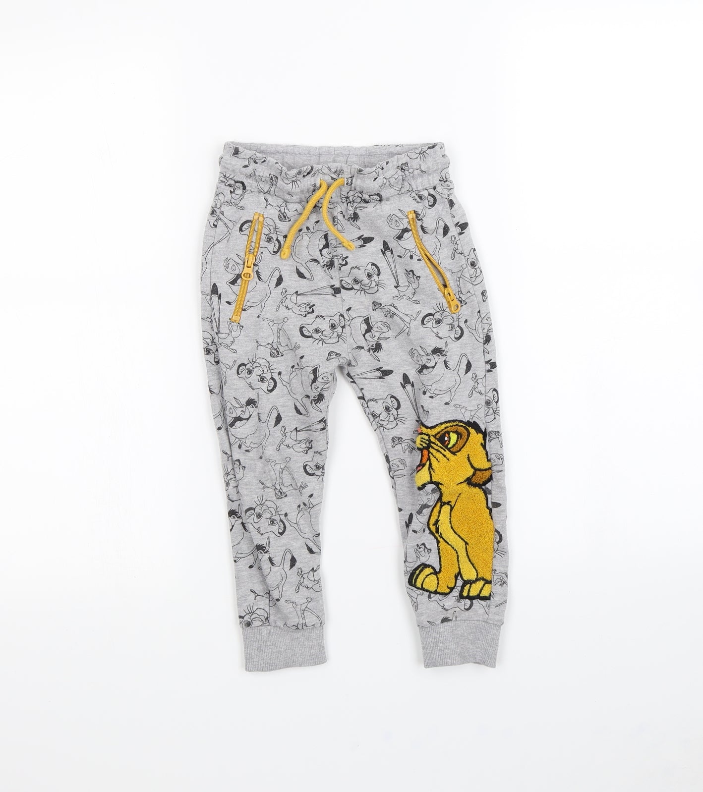 Disney Boys Grey Spotted  Jogger Trousers Size 2 Years - The Lion King