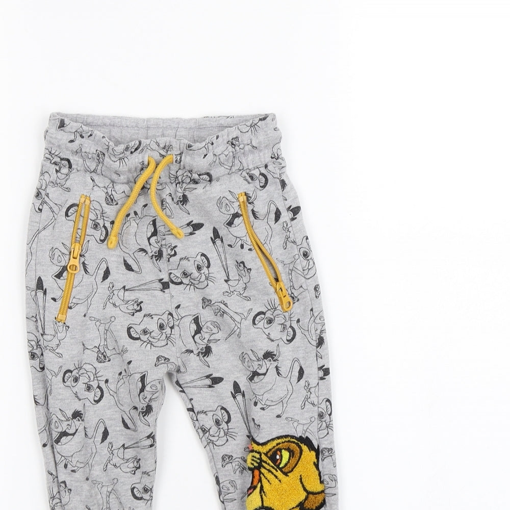 Disney Boys Grey Spotted  Jogger Trousers Size 2 Years - The Lion King