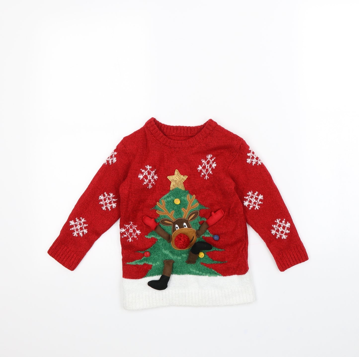 F&F Boys Red   Pullover Jumper Size 18-24 Months  - Christmas jumper