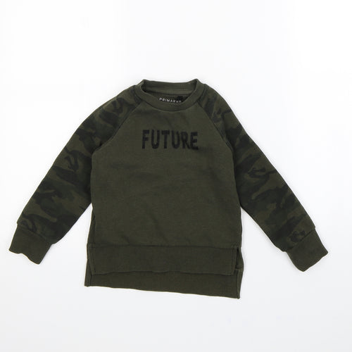 Primark Boys Green Camouflage  Pullover Jumper Size 3 Years