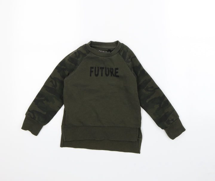 Primark Boys Green Camouflage  Pullover Jumper Size 3 Years