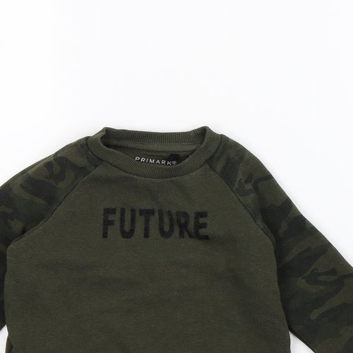 Primark Boys Green Camouflage  Pullover Jumper Size 3 Years