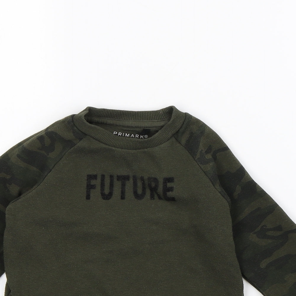 Primark Boys Green Camouflage  Pullover Jumper Size 3 Years