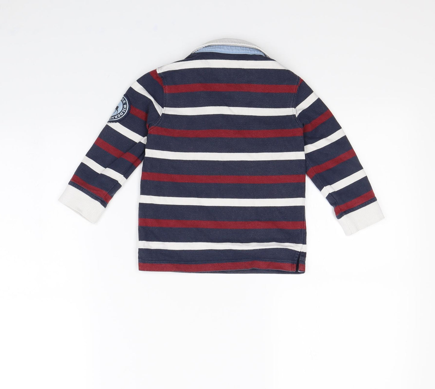 The Little White Company Boys Blue Striped  Pullover Jumper Size 3 Years