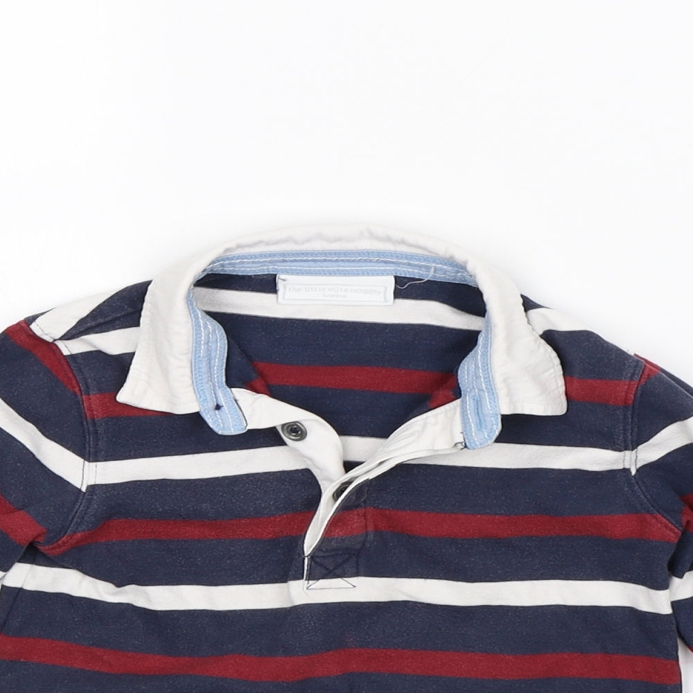 The Little White Company Boys Blue Striped  Pullover Jumper Size 3 Years