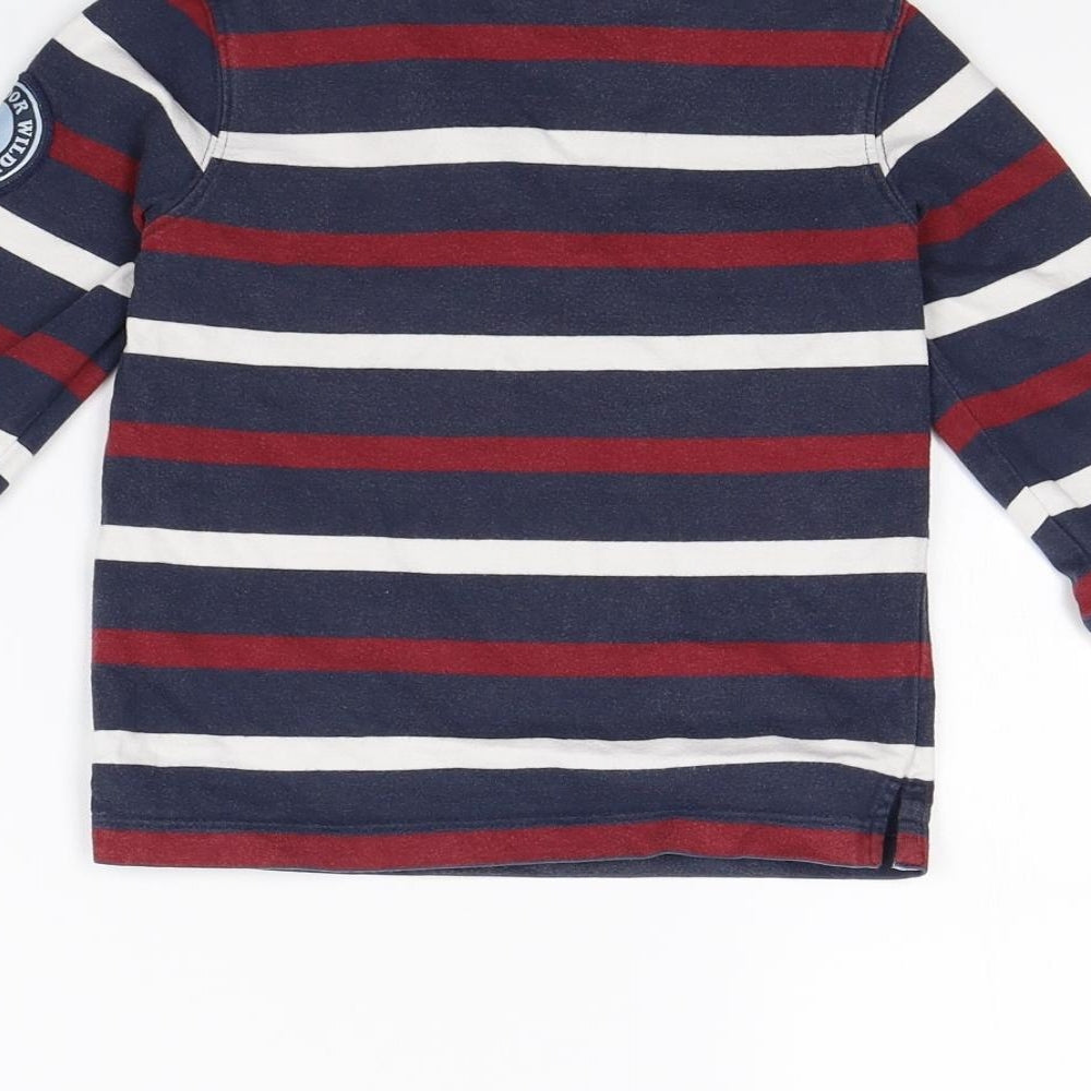 The Little White Company Boys Blue Striped  Pullover Jumper Size 3 Years