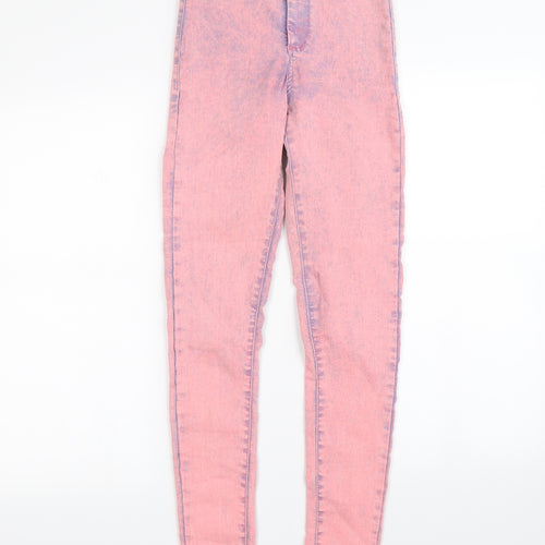 Topshop Womens Pink  Denim Straight Jeans Size 26 in L28 in