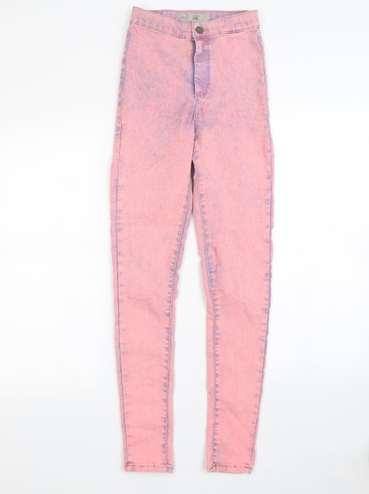 Topshop Womens Pink  Denim Straight Jeans Size 26 in L28 in