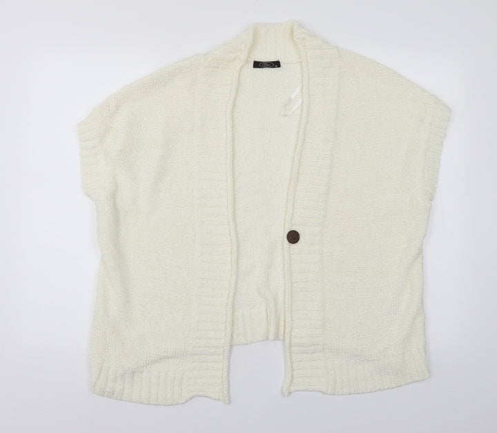 BM Womens White Cardigan Jumper Size XL