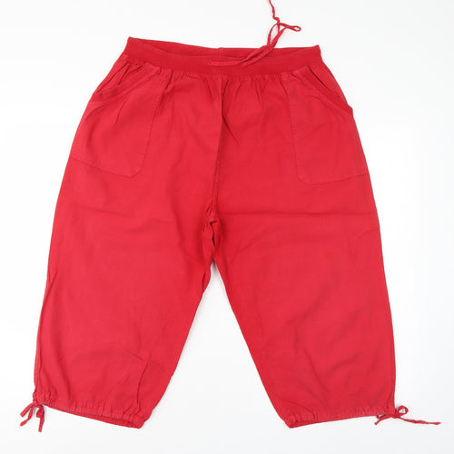 Moda Womens Red   Cropped Trousers Size 2XL  - Elastic Waist