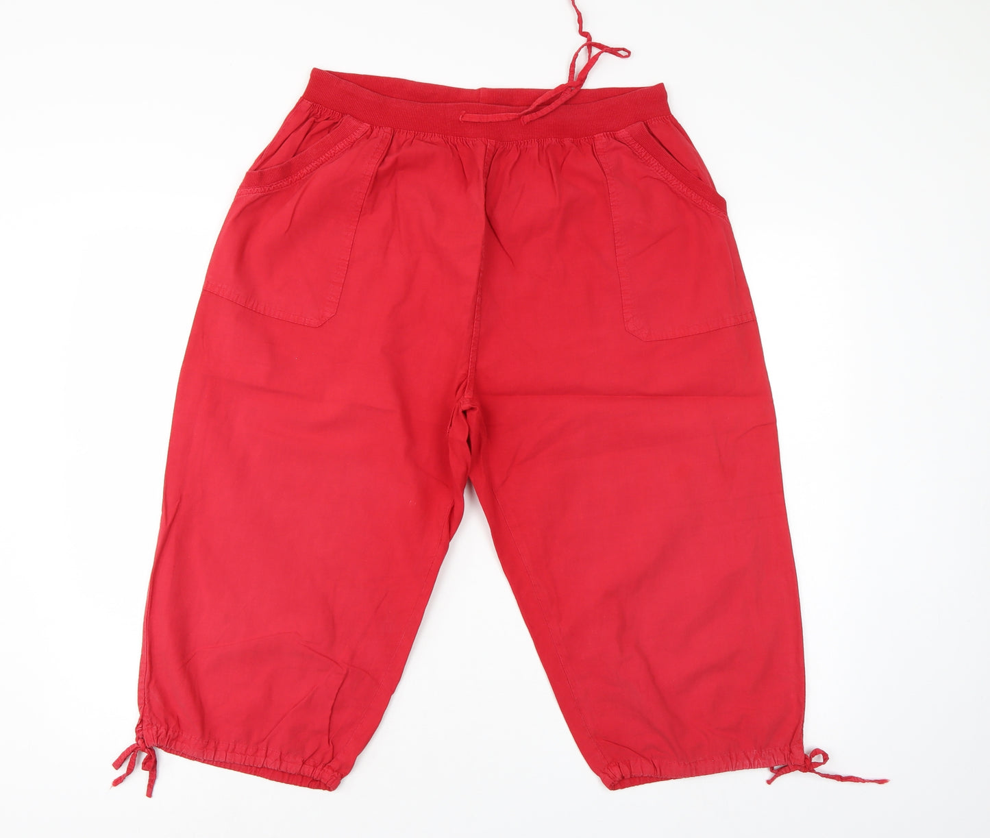 Moda Womens Red   Cropped Trousers Size 2XL  - Elastic Waist