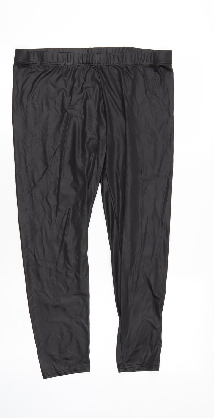 Evie Womens Black Cropped Leggings Size L L25 in - Elastic Waist