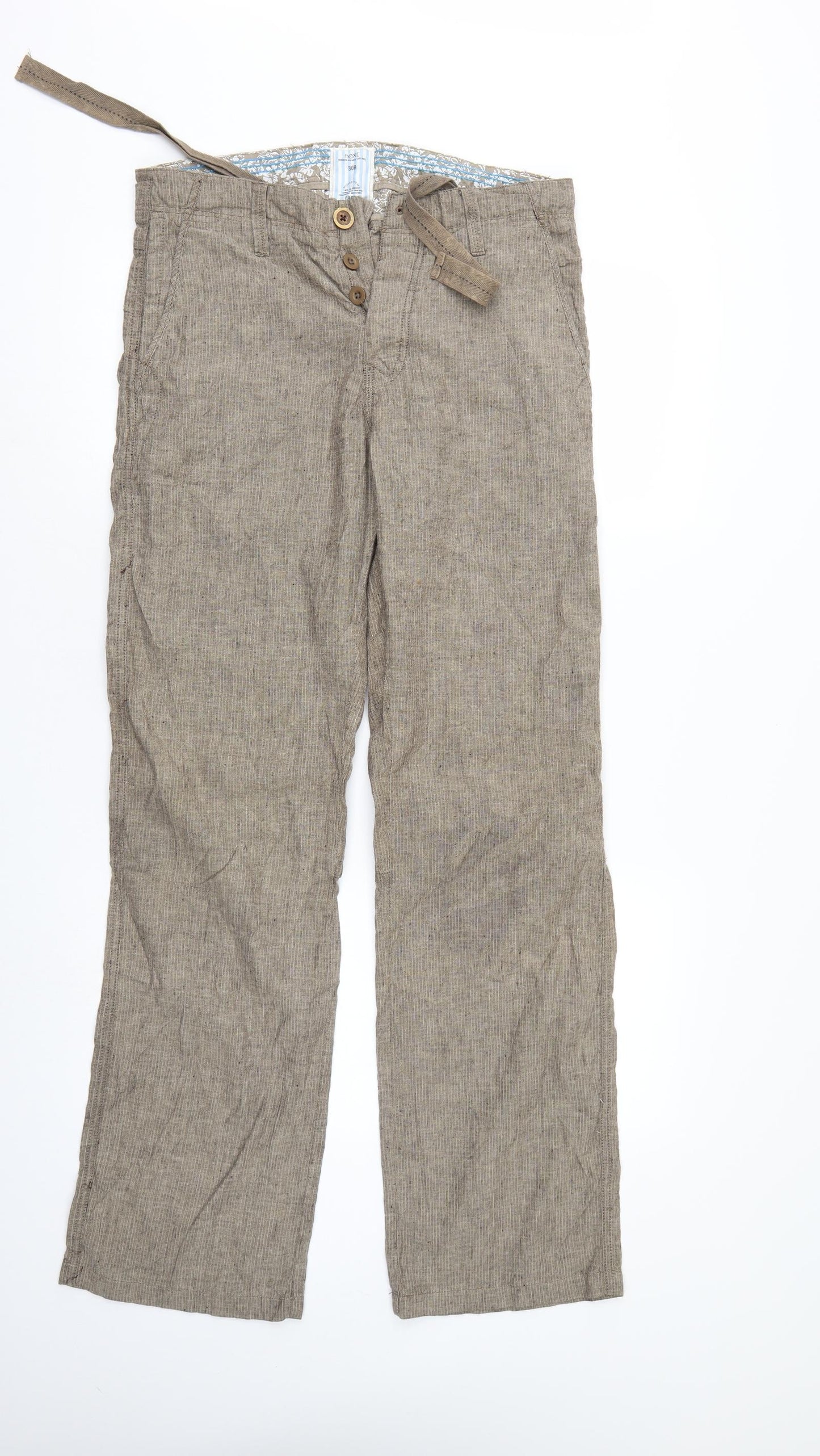 NEXT Mens Brown Striped  Trousers  Size 30 L31 in