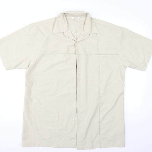 Simon Taylor Mens Ivory    Button-Up Size L