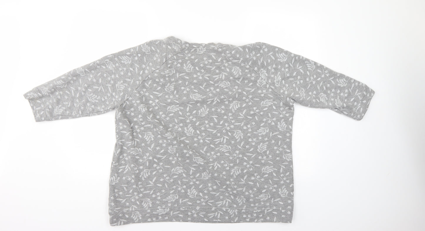 Preworn Womens Grey Floral  Pullover Jumper Size 20