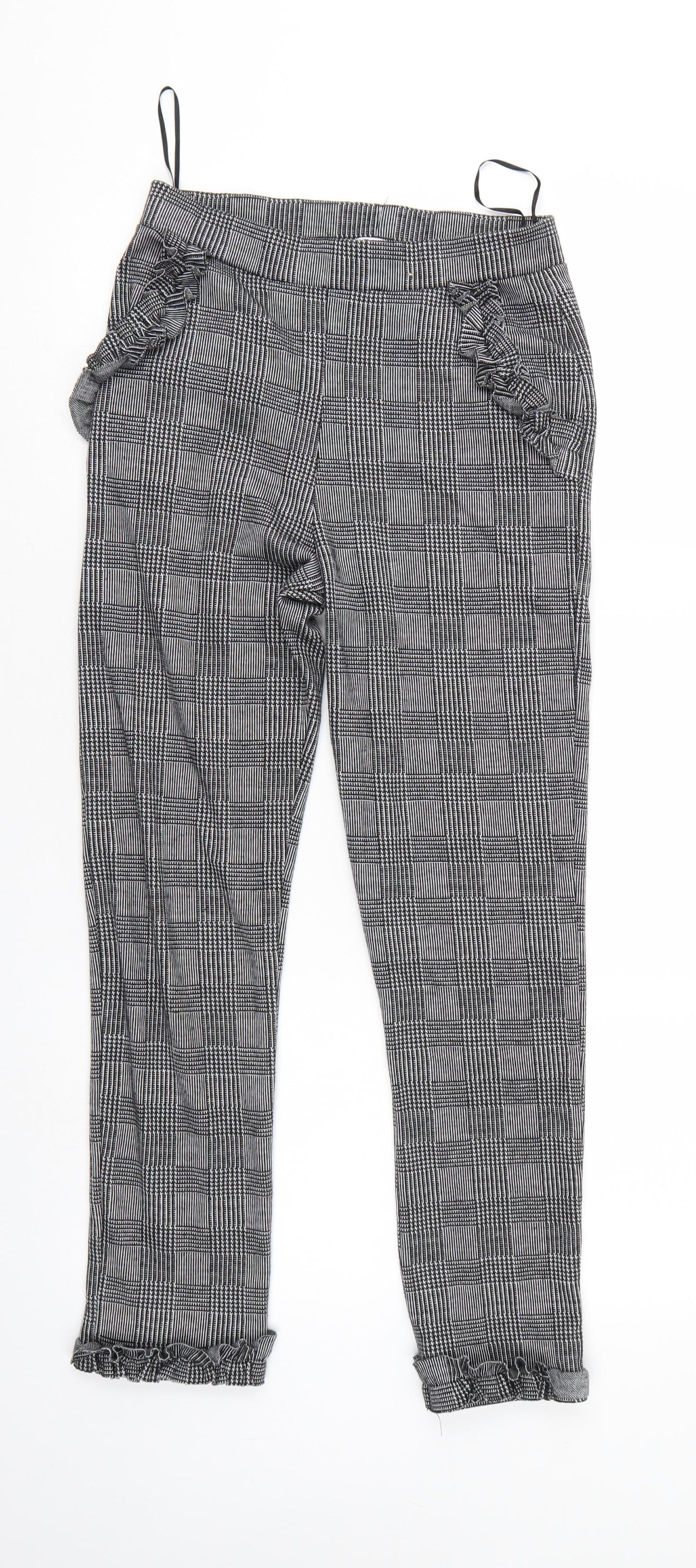 TU Womens Grey Check  Trousers  Size 8 L26 in
