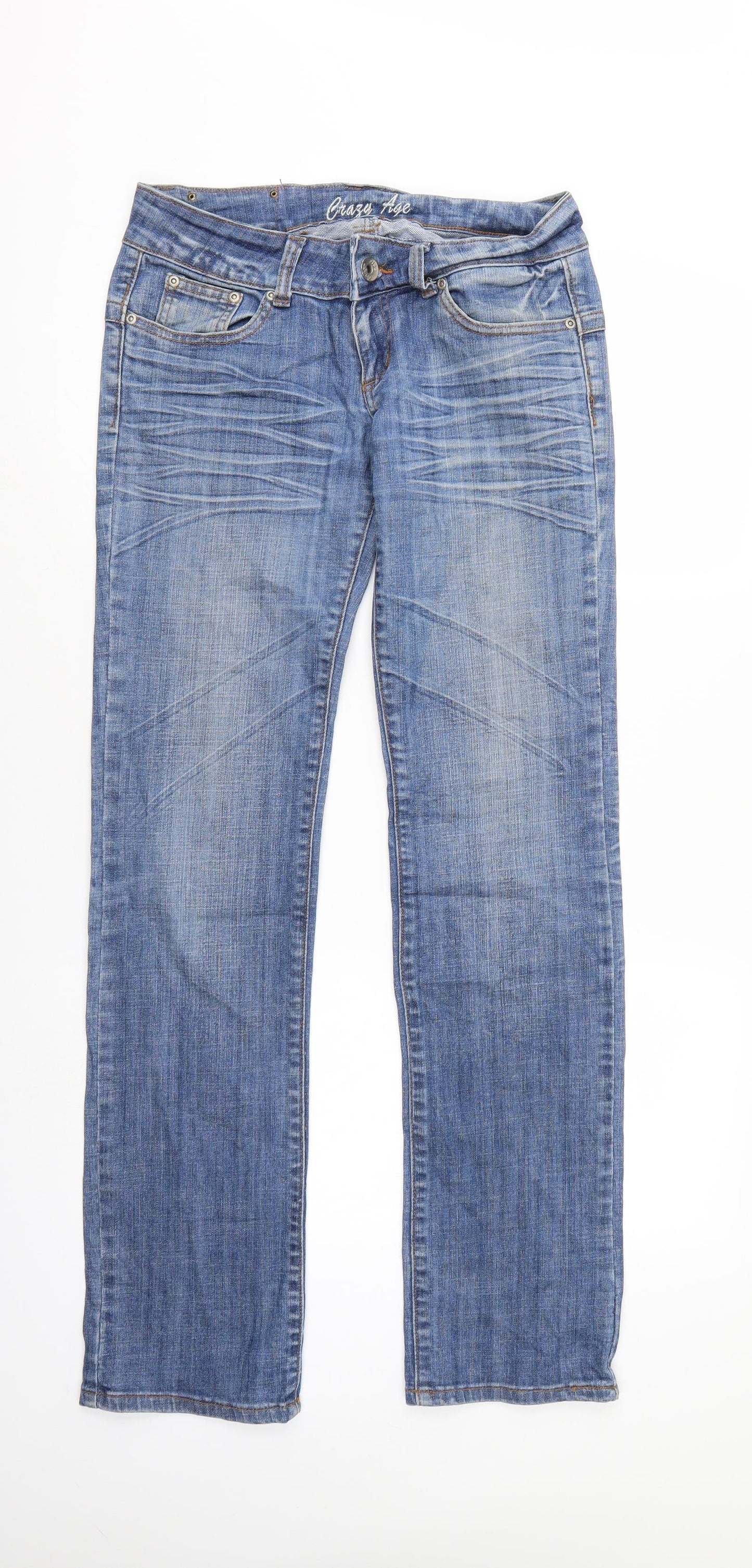 Crazy Age Womens Blue  Denim Straight Jeans Size 30 in L32 in
