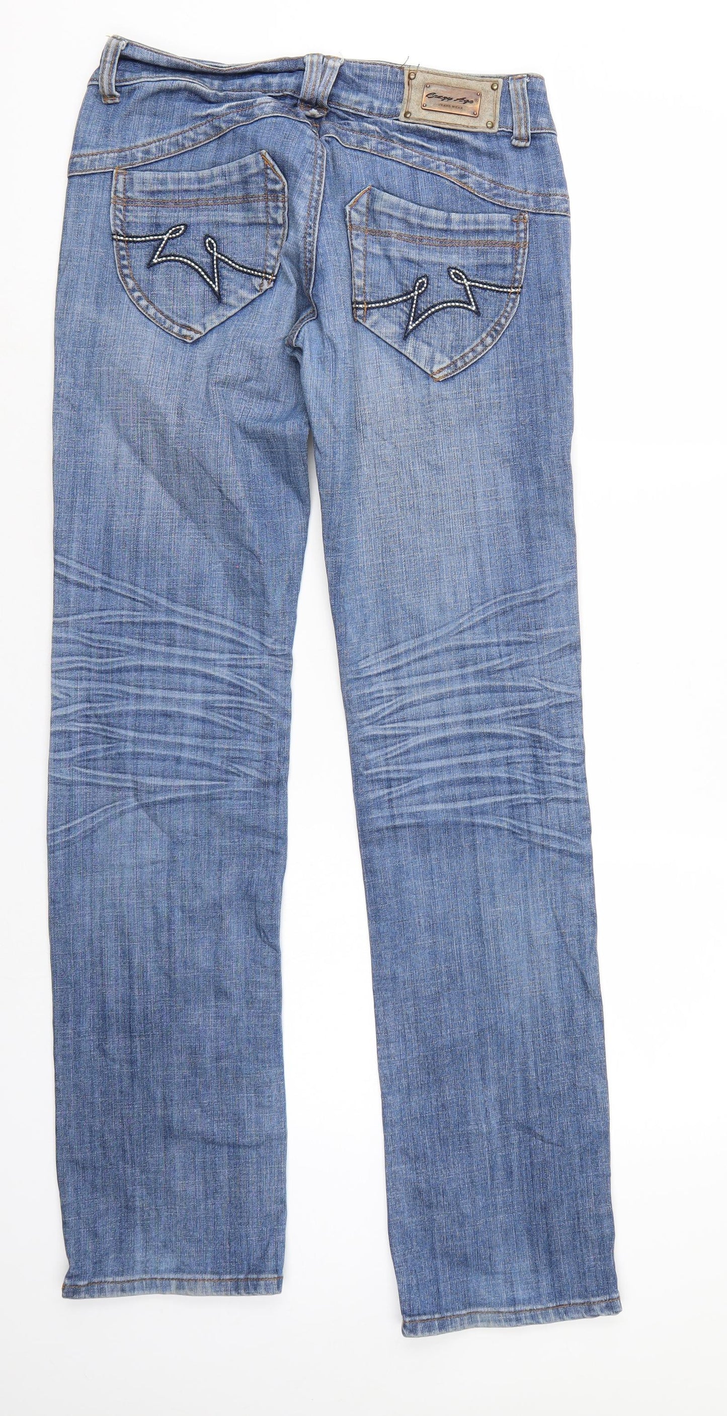 Crazy Age Womens Blue  Denim Straight Jeans Size 30 in L32 in