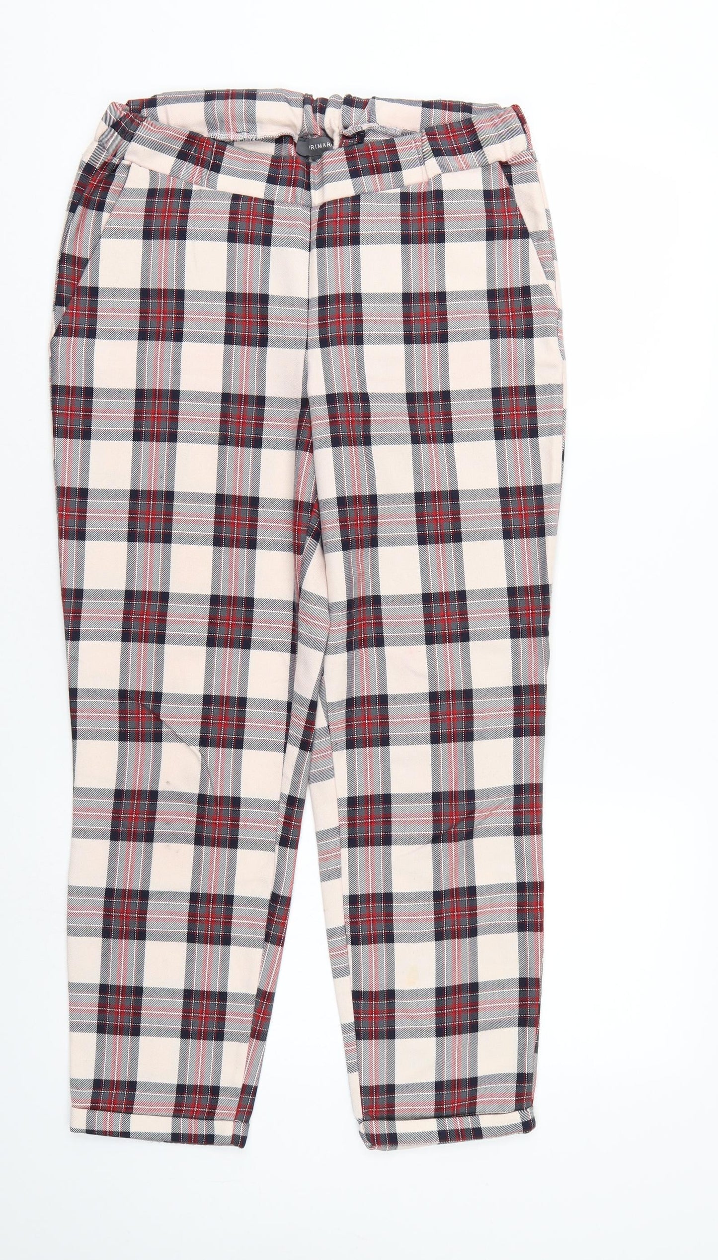 Primark Womens  Check  Trousers  Size 10 L25 in - Elastic Waist