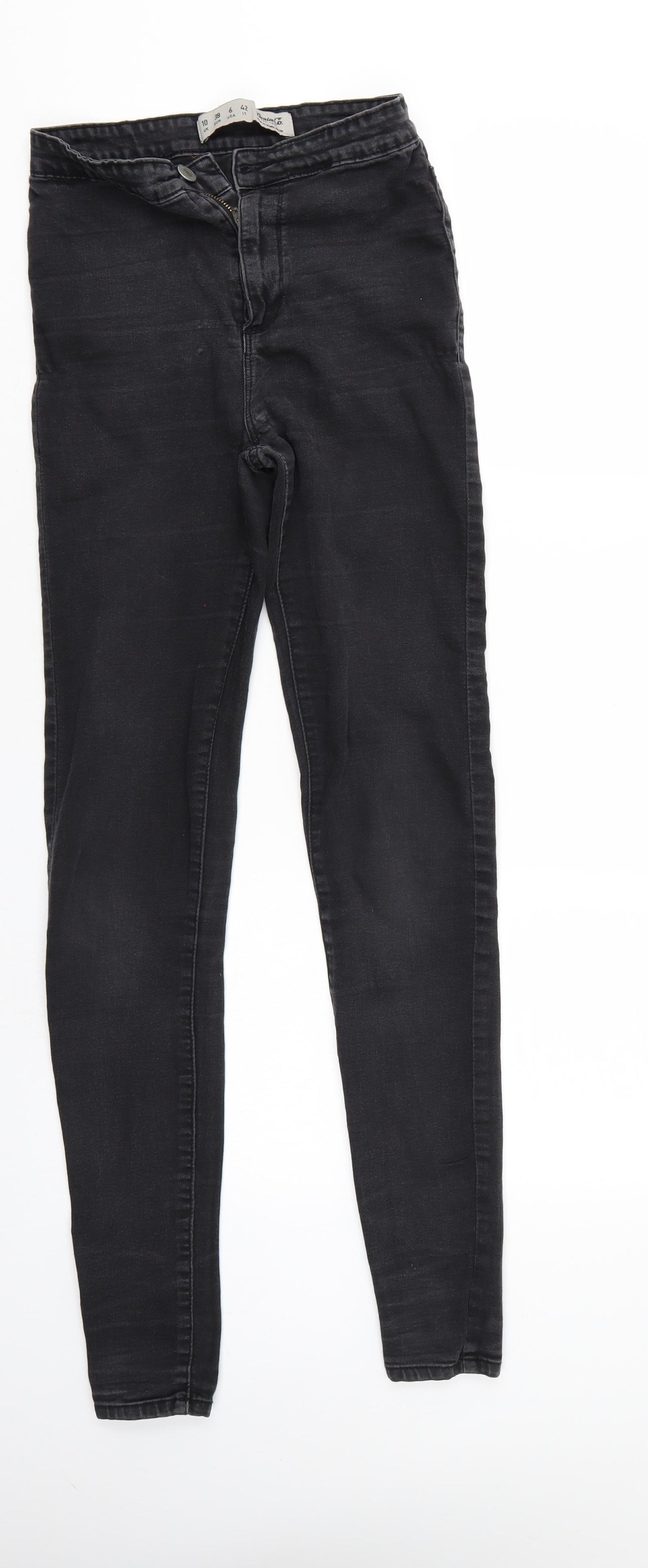 Denim & Co. Womens Black  Denim Tapered Jeans Size 10 L30 in - Elastic Waist