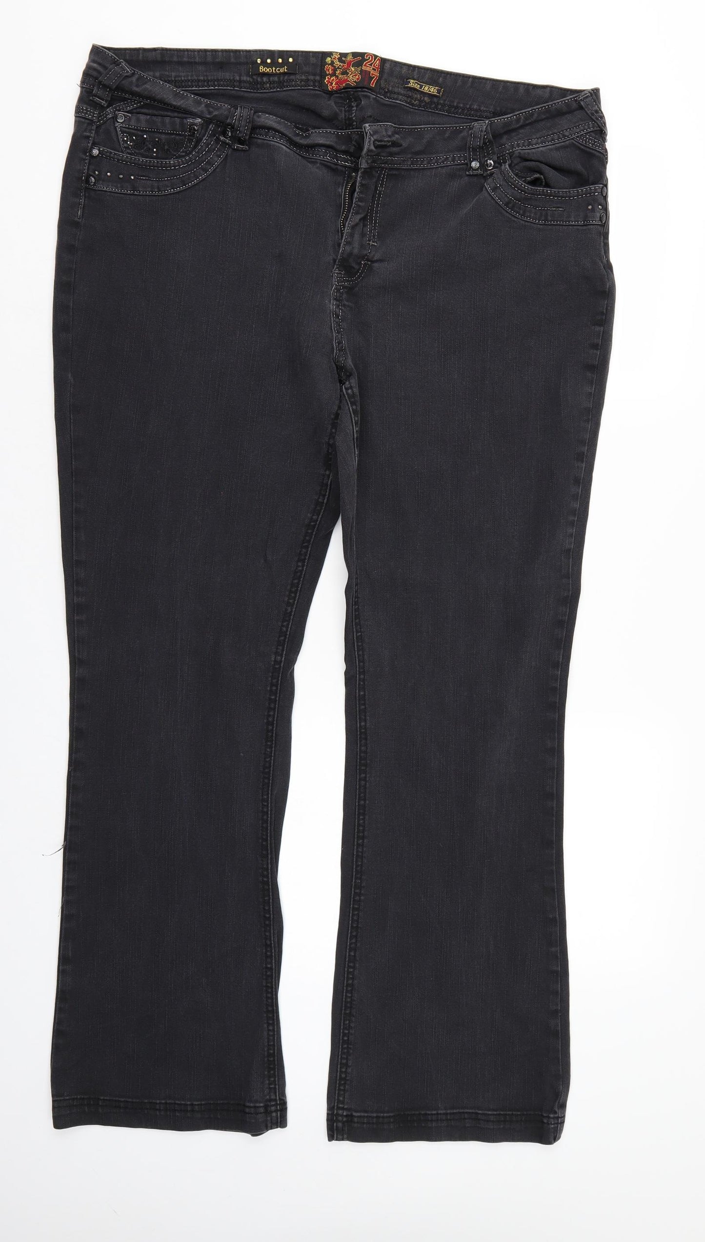 247 Womens Black  Denim Bootcut Jeans Size 18 L30 in