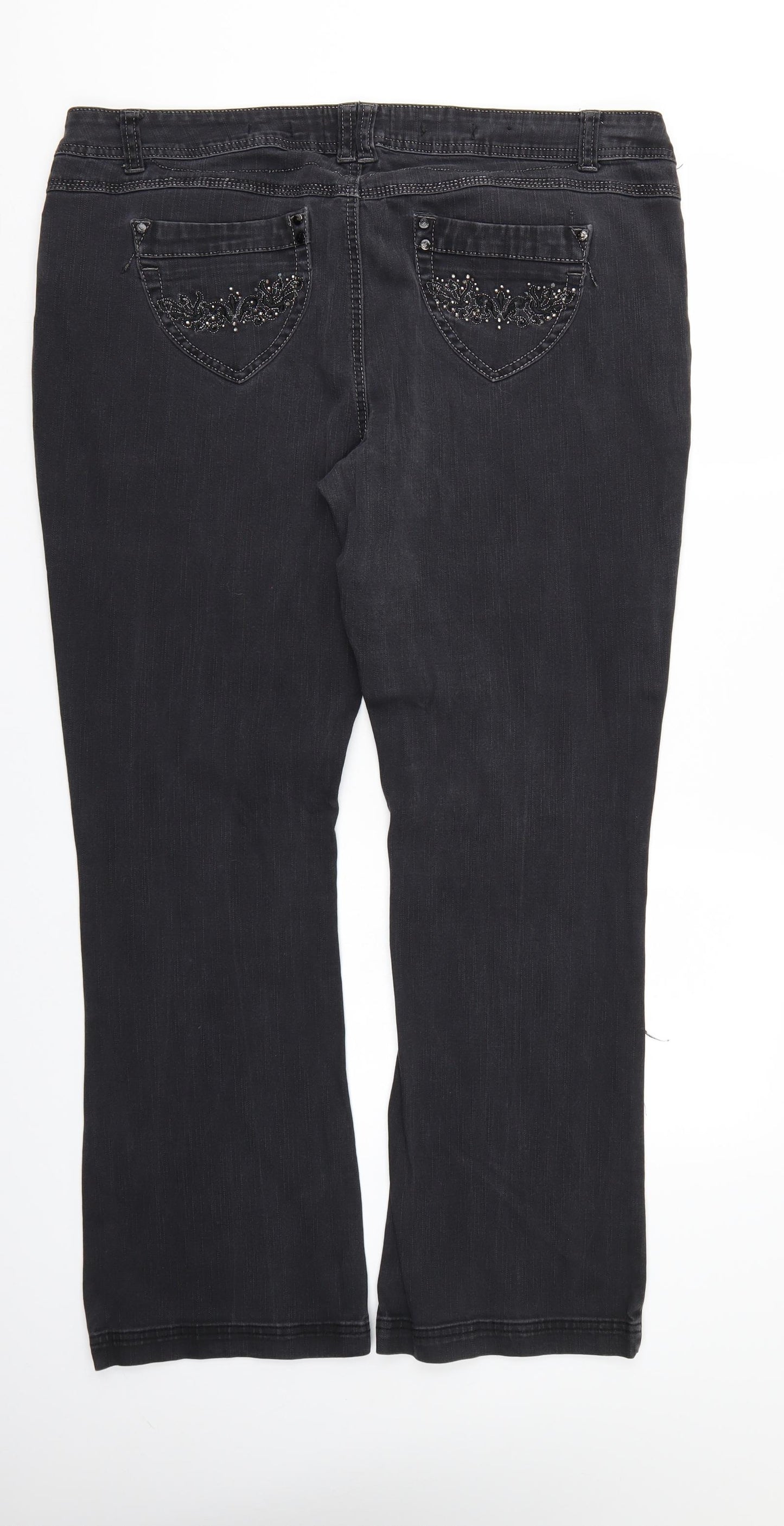 247 Womens Black  Denim Bootcut Jeans Size 18 L30 in