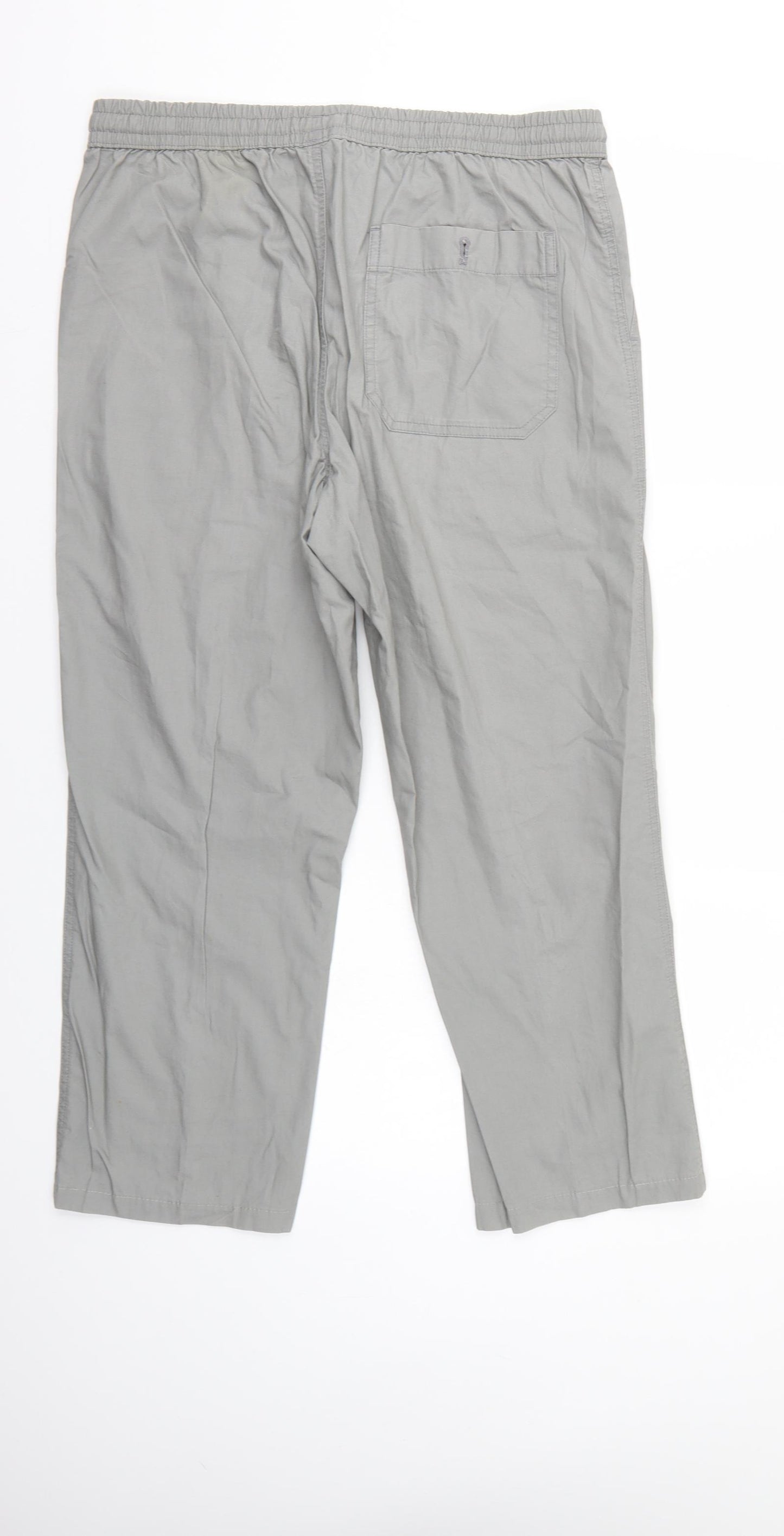 M&S Mens Grey   Cropped Trousers Size 32 L23 in - Elastic Waist