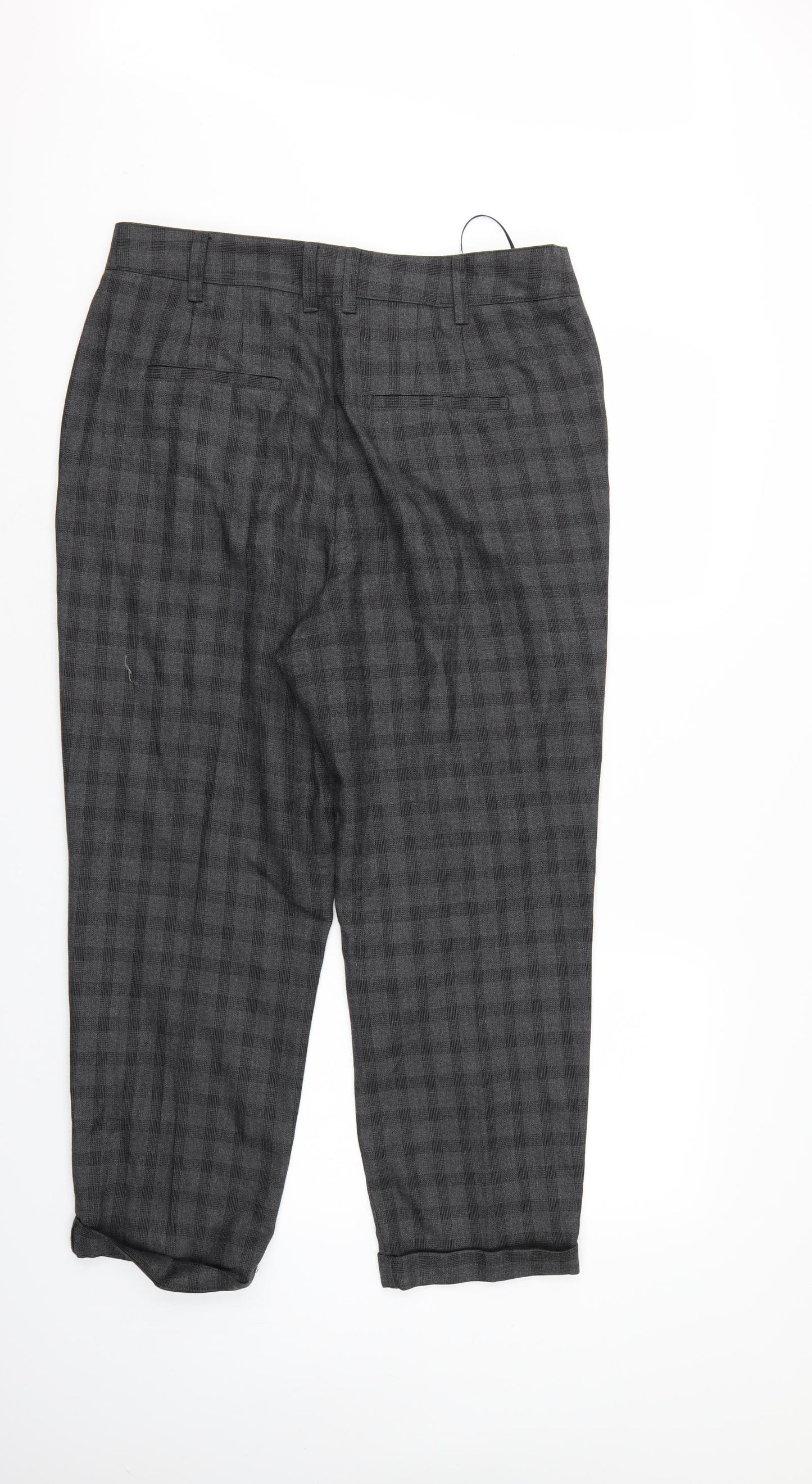 NEXT Womens Grey Check  Trousers  Size 14 L24 in