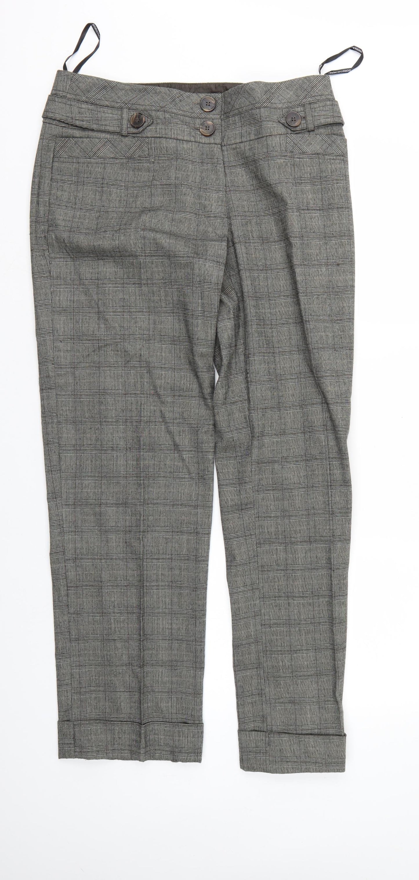 Dorothy Perkins Womens Grey Check  Trousers  Size 12 L30 in
