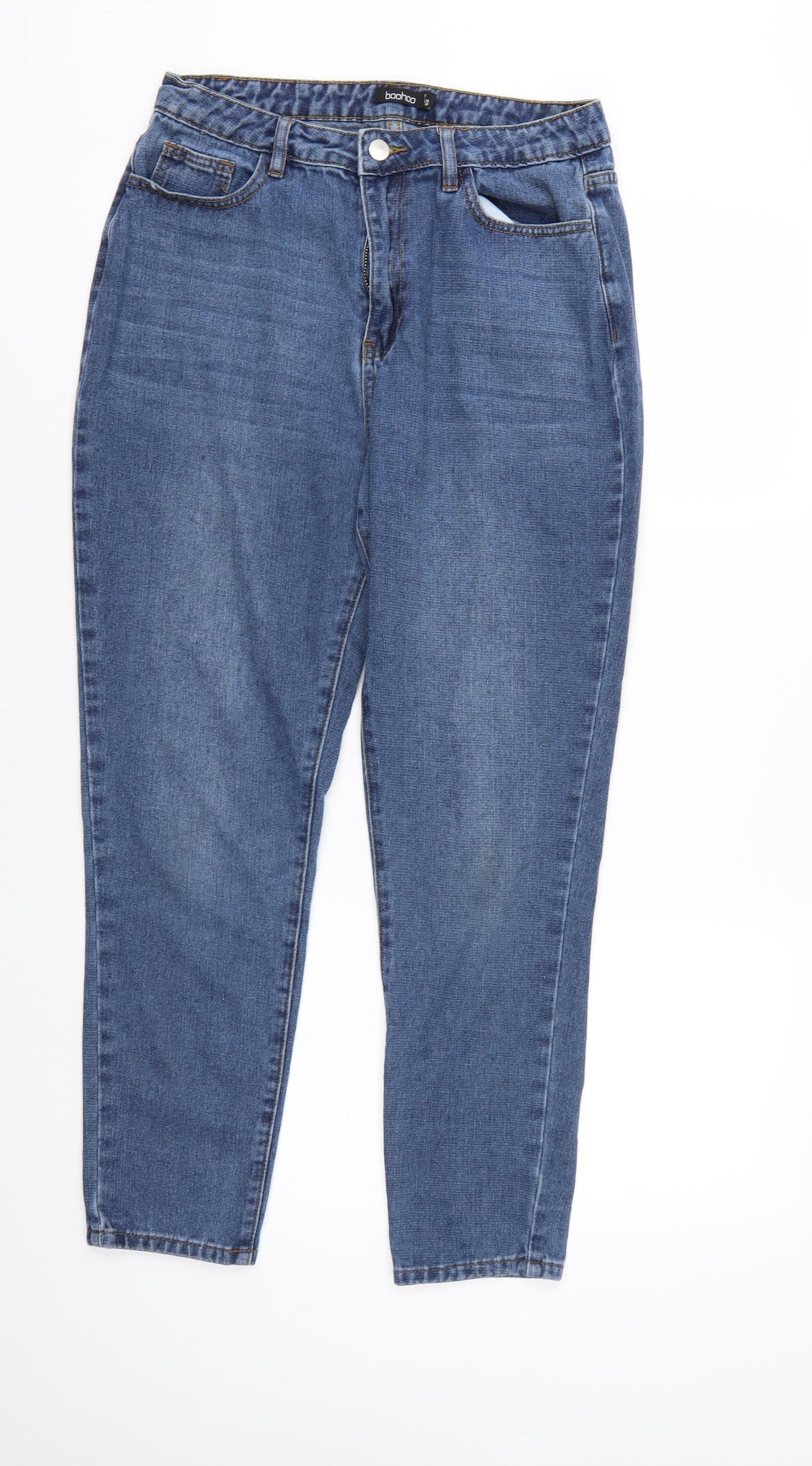 Boohoo Womens Blue  Denim Straight Jeans Size 10 L25 in