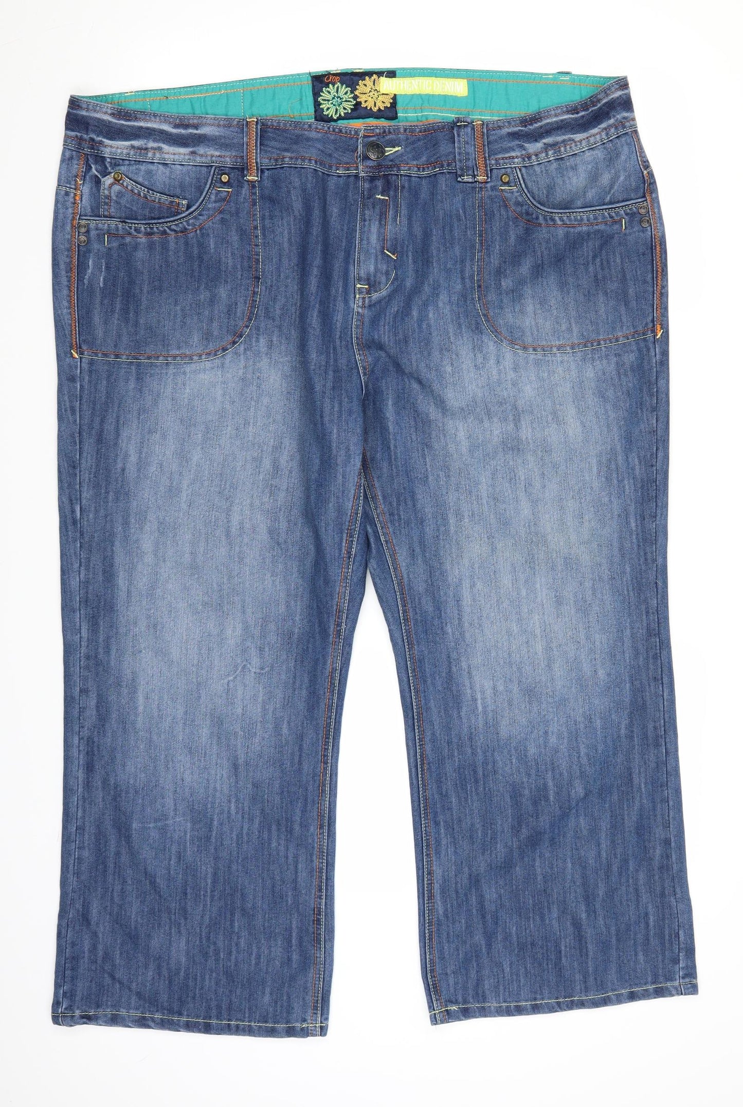 Evans Womens Blue  Denim Wide-Leg Jeans Size 24 L26 in