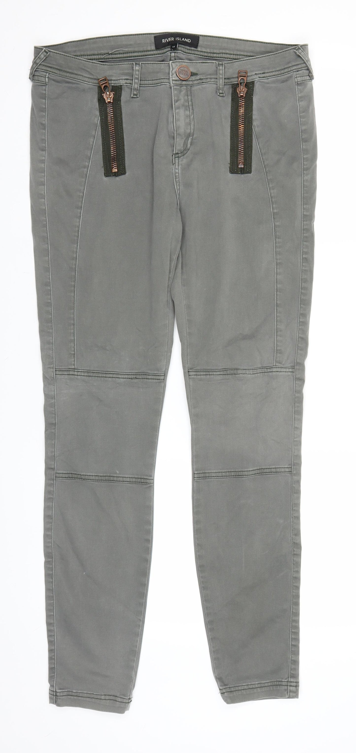 River Island Womens Grey  Denim Jegging Jeans Size 14 L29 in
