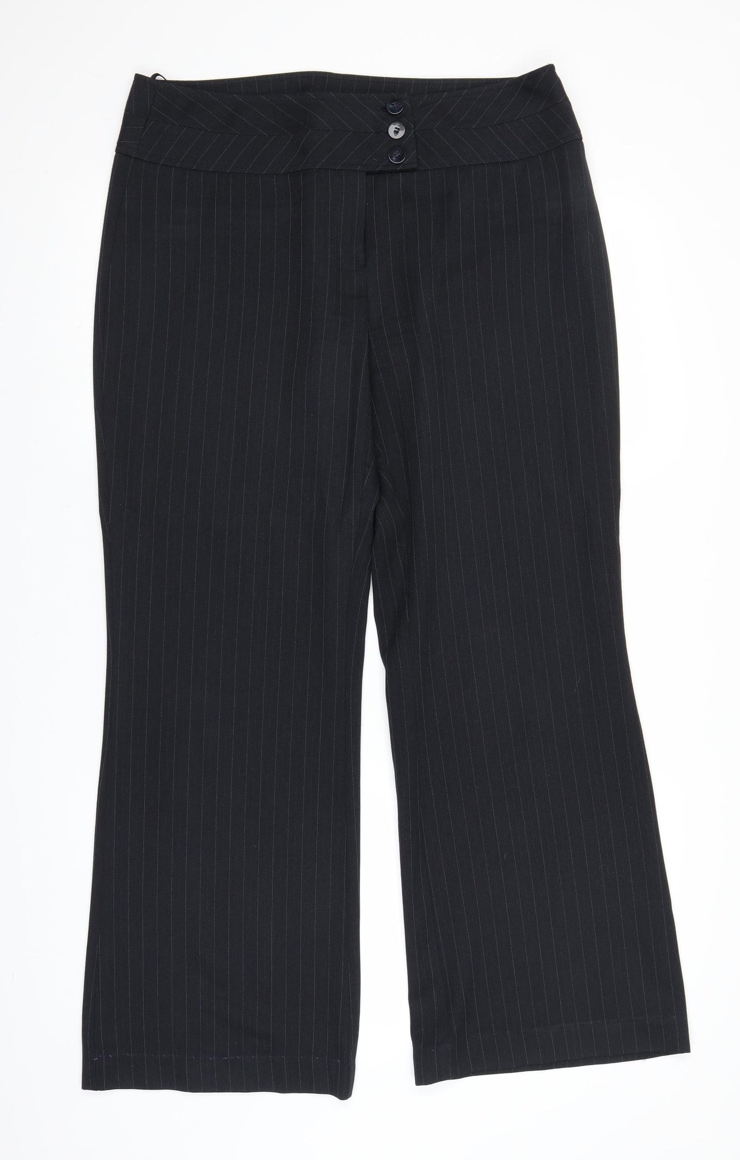 Debenhams Womens Black Striped  Trousers  Size 14 L30 in