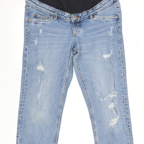 Mama Womens Blue  Denim Boyfriend Jeans Size 14 L27 in
