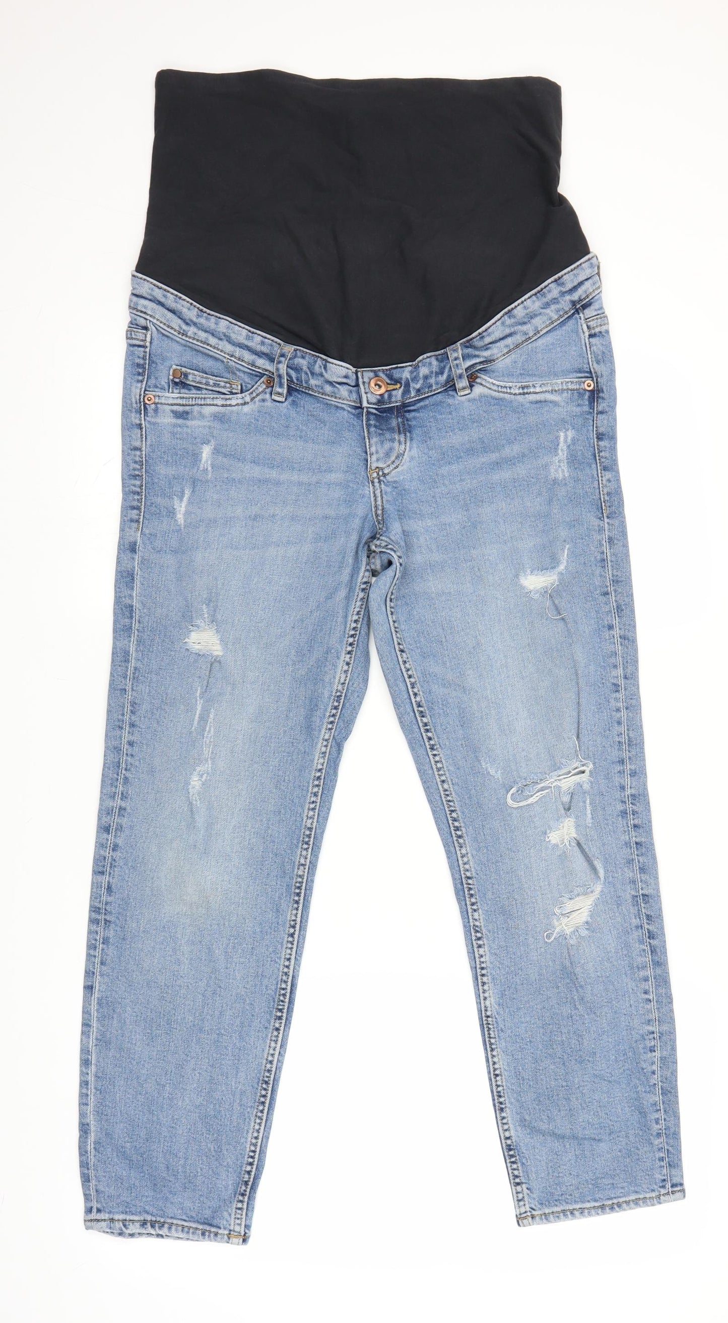 Mama Womens Blue  Denim Boyfriend Jeans Size 14 L27 in