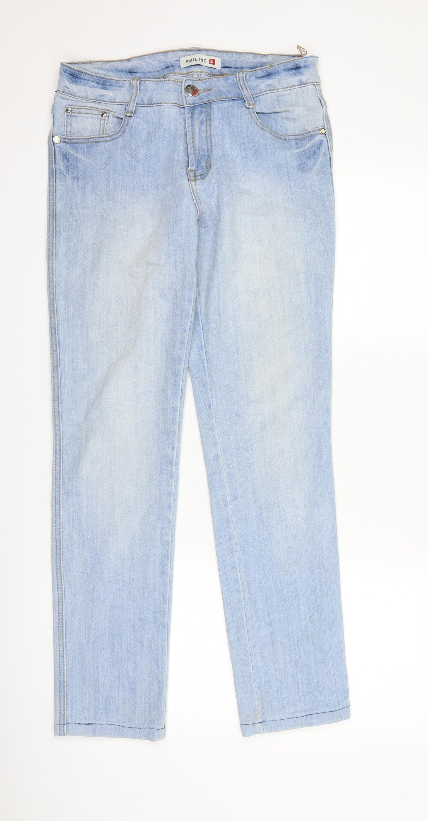 smiling Womens Blue  Denim Straight Jeans Size 10 L28 in