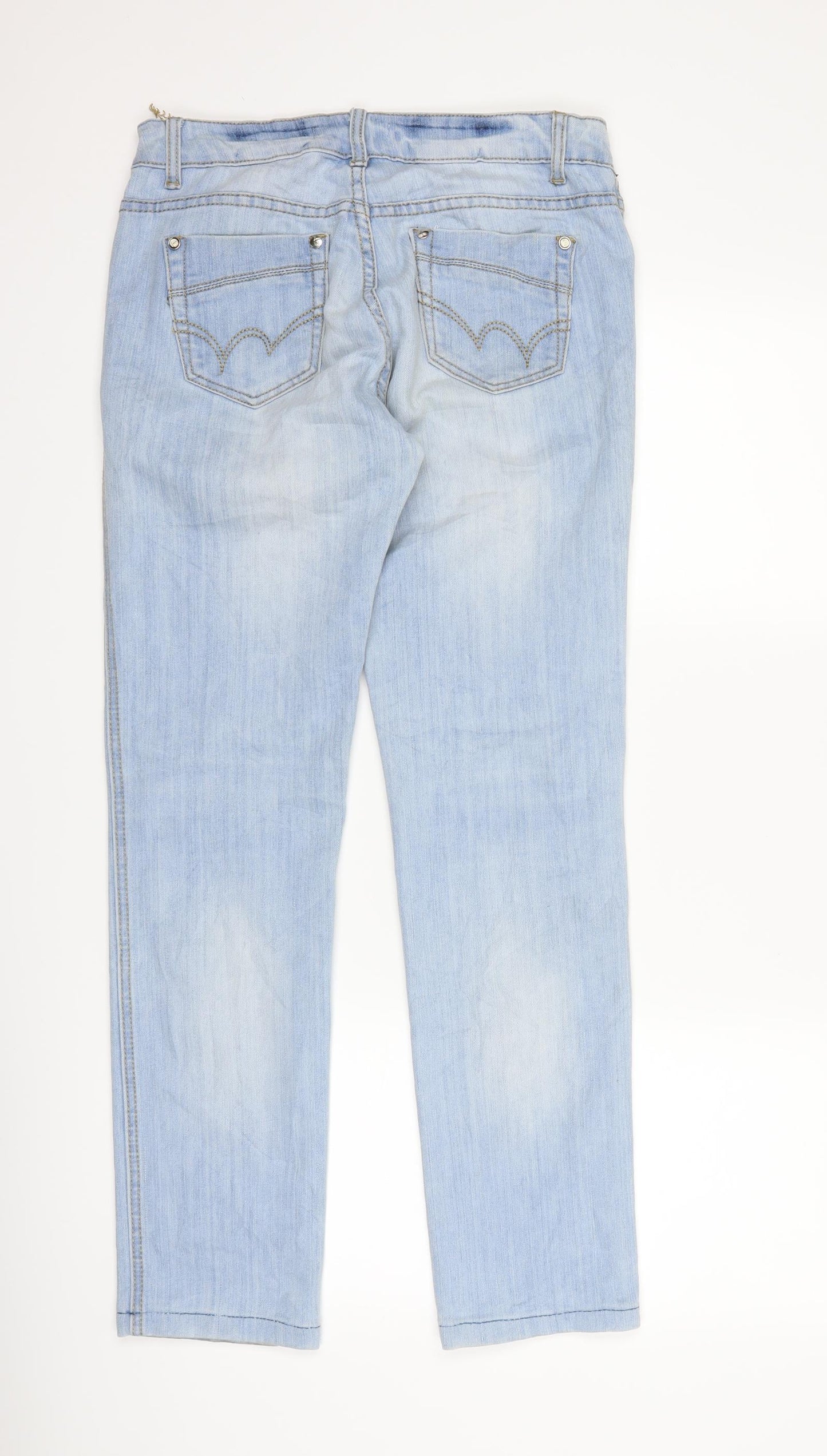 smiling Womens Blue  Denim Straight Jeans Size 10 L28 in
