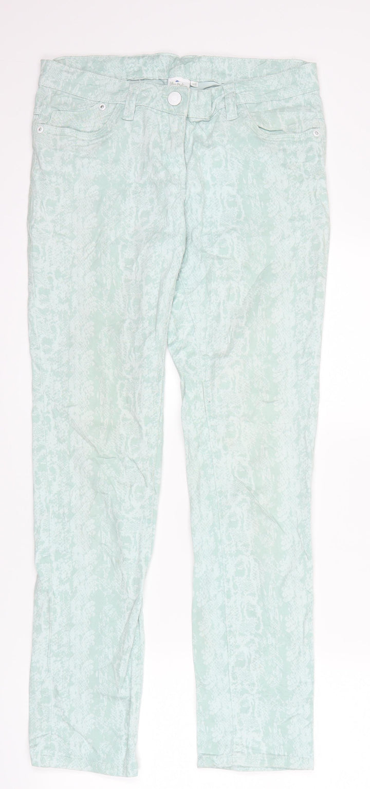 blue motion Womens Blue Animal Print Denim Straight Jeans Size 10 L28 in