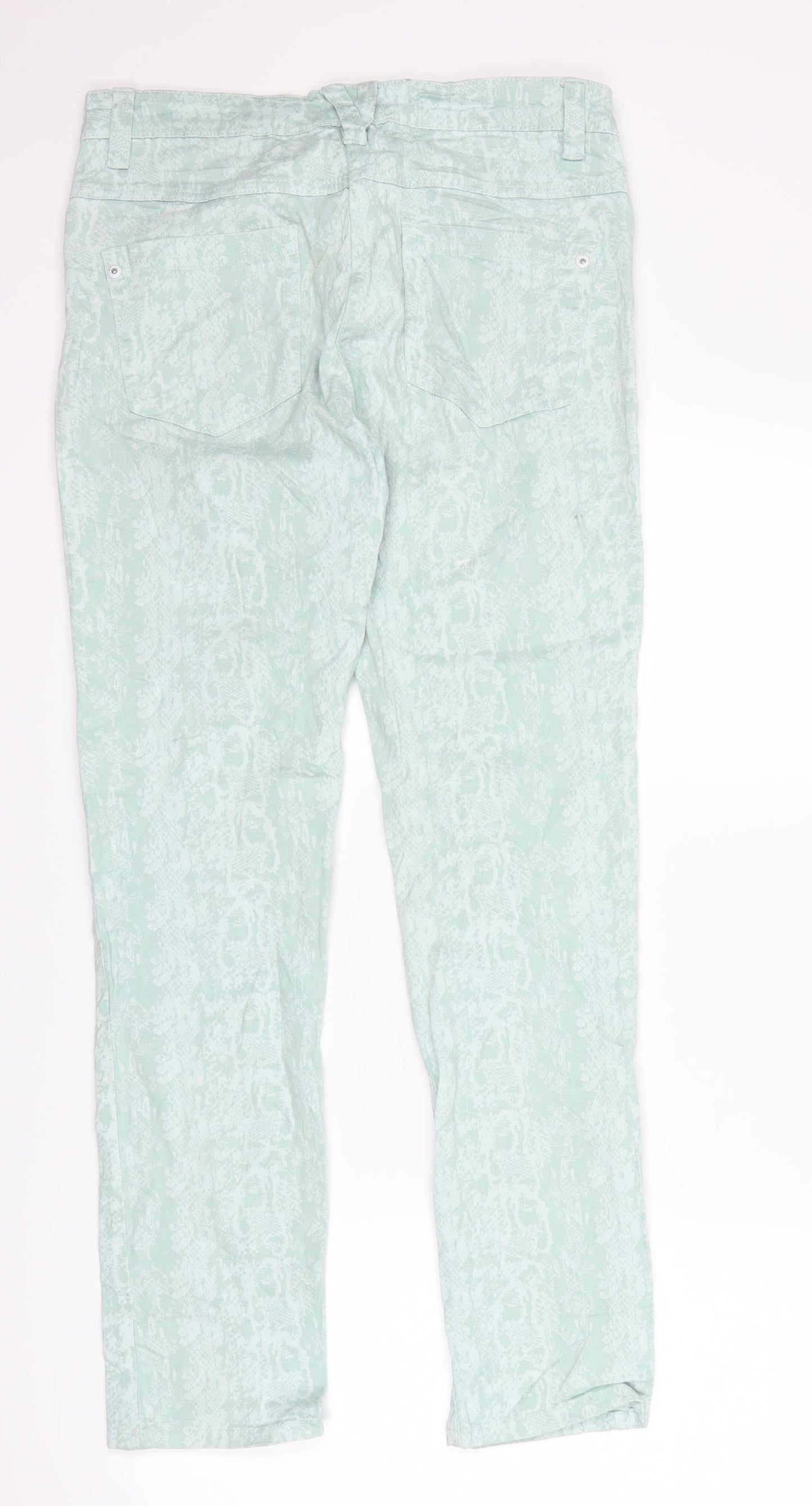 blue motion Womens Blue Animal Print Denim Straight Jeans Size 10 L28 in