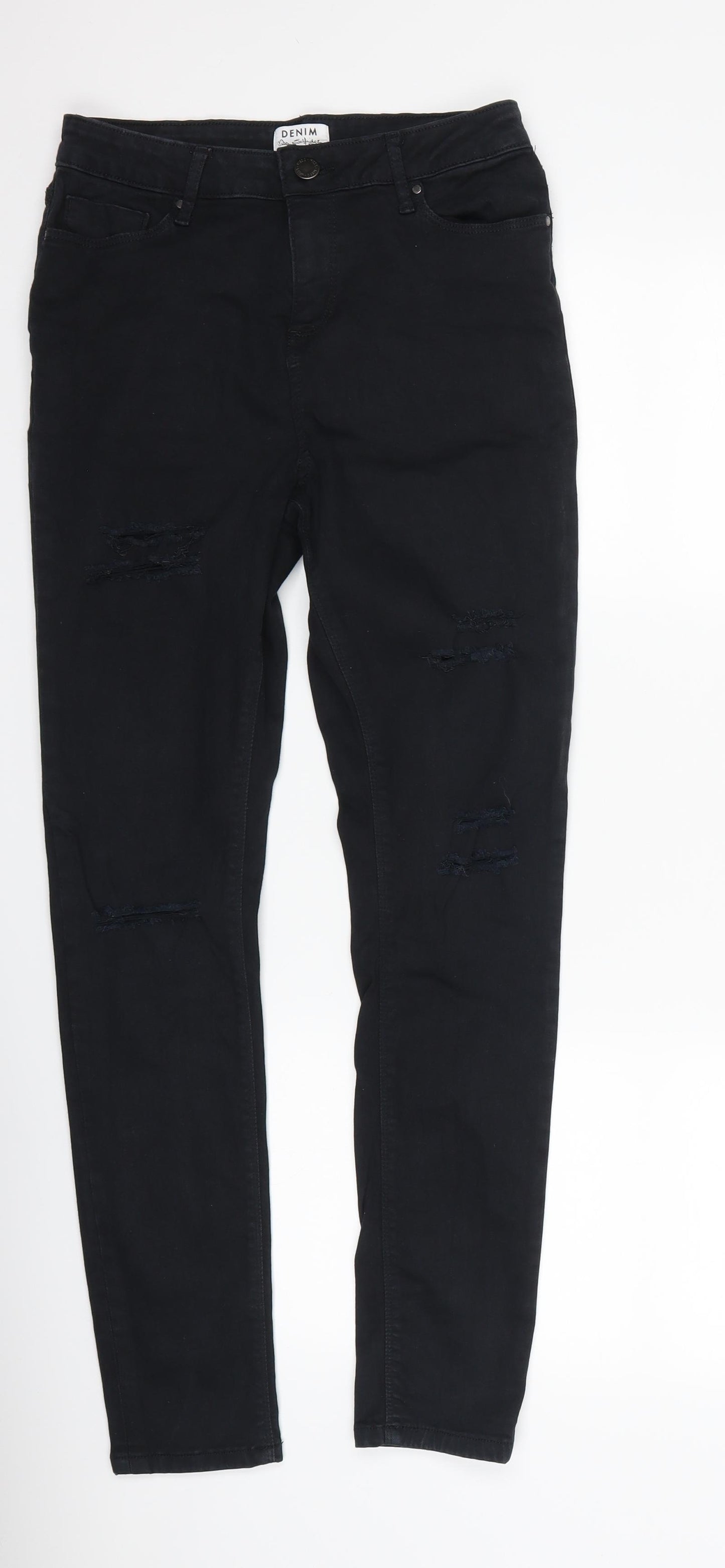 Miss Selfridge Womens Black  Denim Skinny Jeans Size 12 L28 in